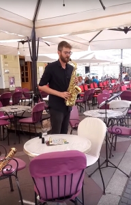 Aljaz Razdevsek on saxophone